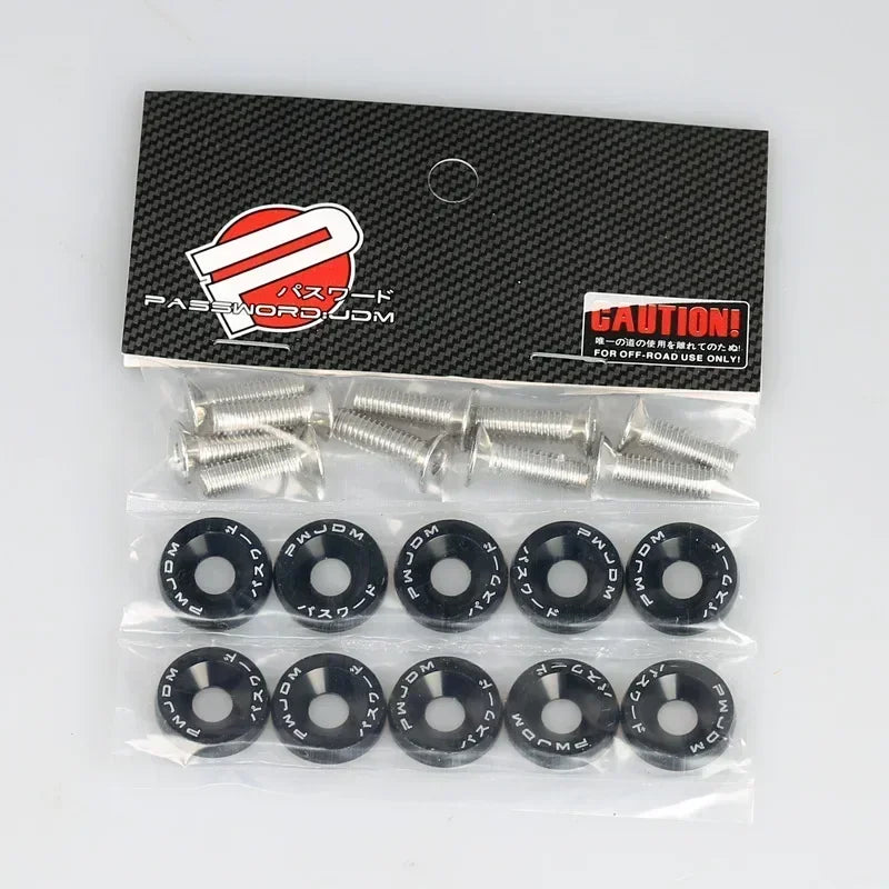 10Pcs/Pack M6 Spacer Screw Set Aluminum Fender Washers and Bolt License Plate Frame Washer Bolts For Automobile Modification