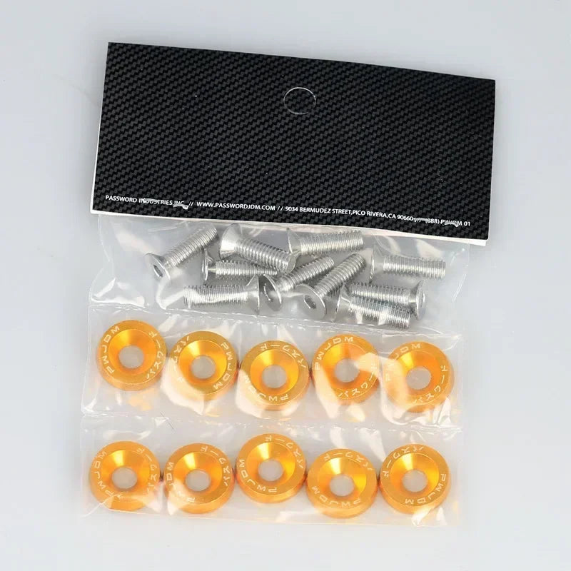 10Pcs/Pack M6 Spacer Screw Set Aluminum Fender Washers and Bolt License Plate Frame Washer Bolts For Automobile Modification