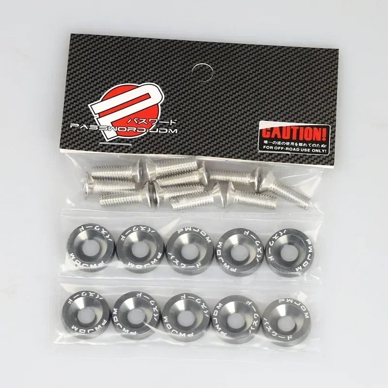 10Pcs/Pack M6 Spacer Screw Set Aluminum Fender Washers and Bolt License Plate Frame Washer Bolts For Automobile Modification