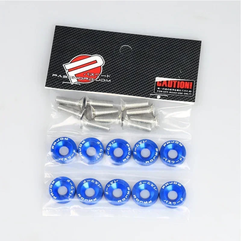 10Pcs/Pack M6 Spacer Screw Set Aluminum Fender Washers and Bolt License Plate Frame Washer Bolts For Automobile Modification