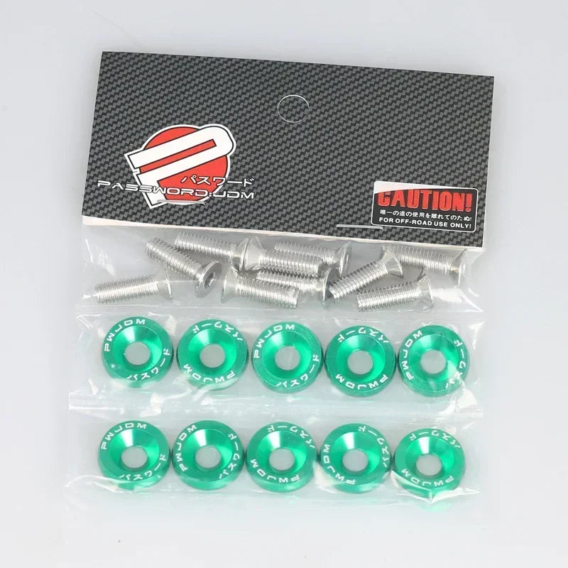 10Pcs/Pack M6 Spacer Screw Set Aluminum Fender Washers and Bolt License Plate Frame Washer Bolts For Automobile Modification
