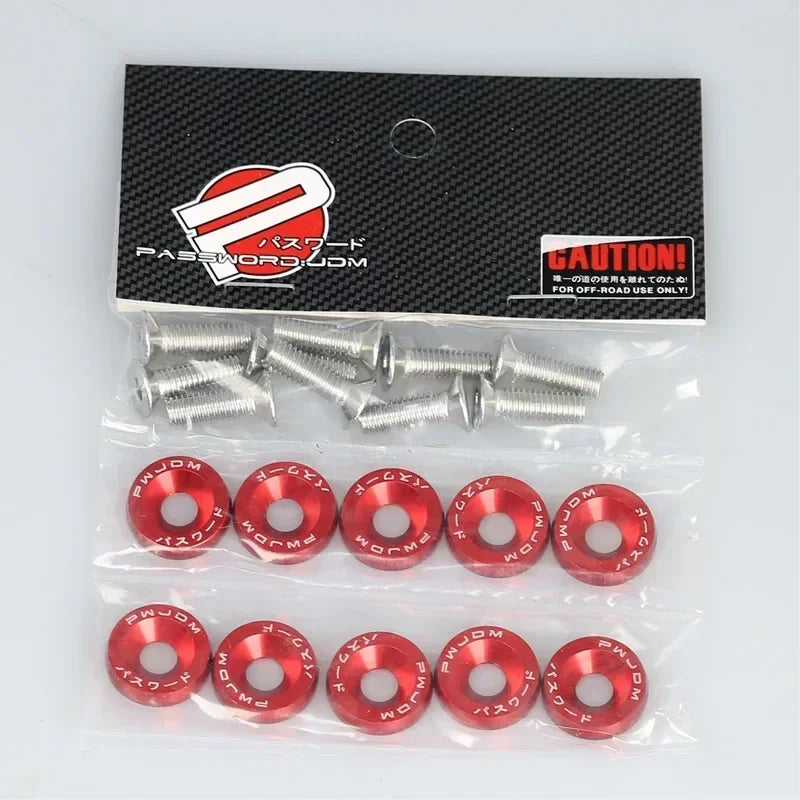 10Pcs/Pack M6 Spacer Screw Set Aluminum Fender Washers and Bolt License Plate Frame Washer Bolts For Automobile Modification