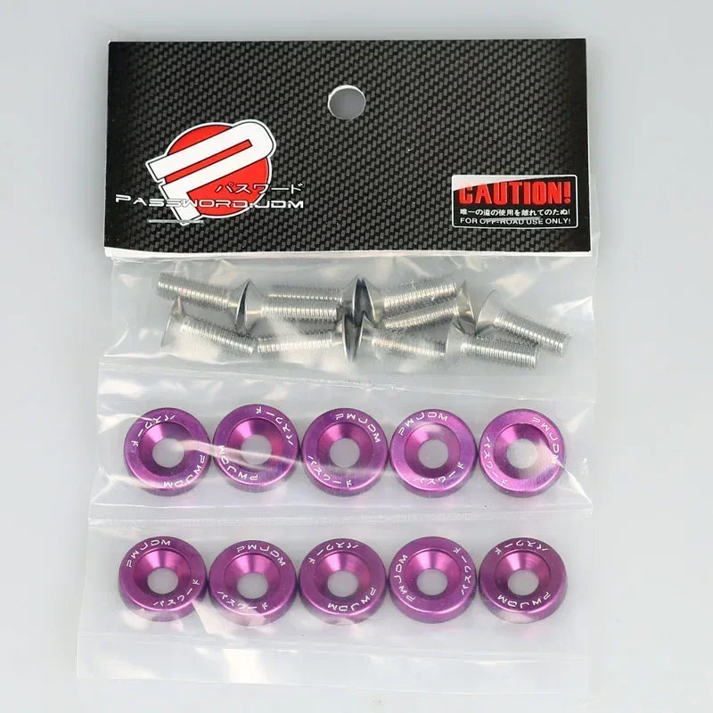 10Pcs/Pack M6 Spacer Screw Set Aluminum Fender Washers and Bolt License Plate Frame Washer Bolts For Automobile Modification