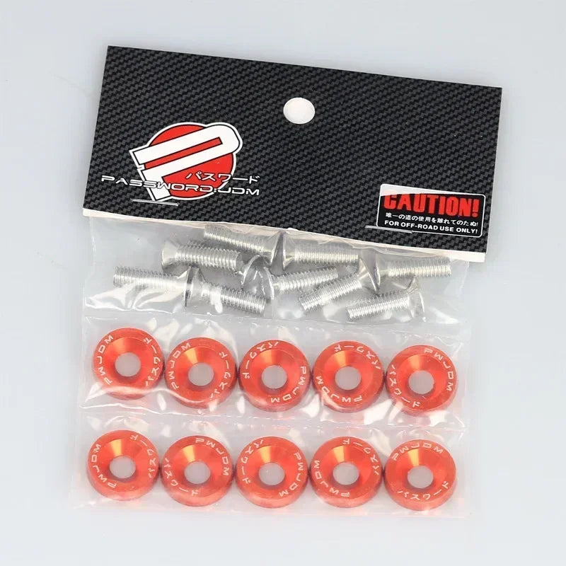10Pcs/Pack M6 Spacer Screw Set Aluminum Fender Washers and Bolt License Plate Frame Washer Bolts For Automobile Modification