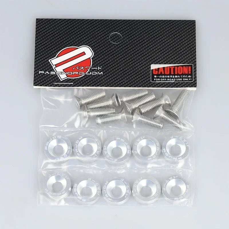 10Pcs/Pack M6 Spacer Screw Set Aluminum Fender Washers and Bolt License Plate Frame Washer Bolts For Automobile Modification