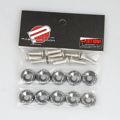 10Pcs/Pack M6 Spacer Screw Set Aluminum Fender Washers and Bolt License Plate Frame Washer Bolts For Automobile Modification