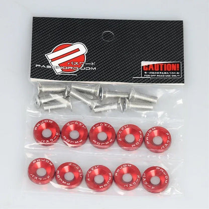 10Pcs/Pack M6 Spacer Screw Set Aluminum Fender Washers and Bolt License Plate Frame Washer Bolts For Automobile Modification