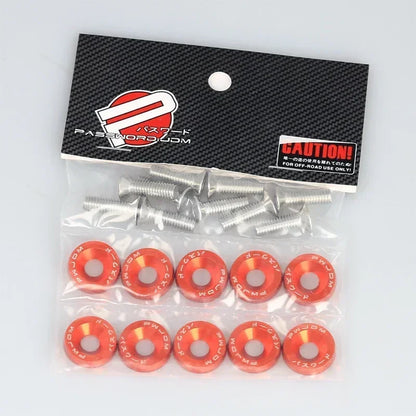 10Pcs/Pack M6 Spacer Screw Set Aluminum Fender Washers and Bolt License Plate Frame Washer Bolts For Automobile Modification